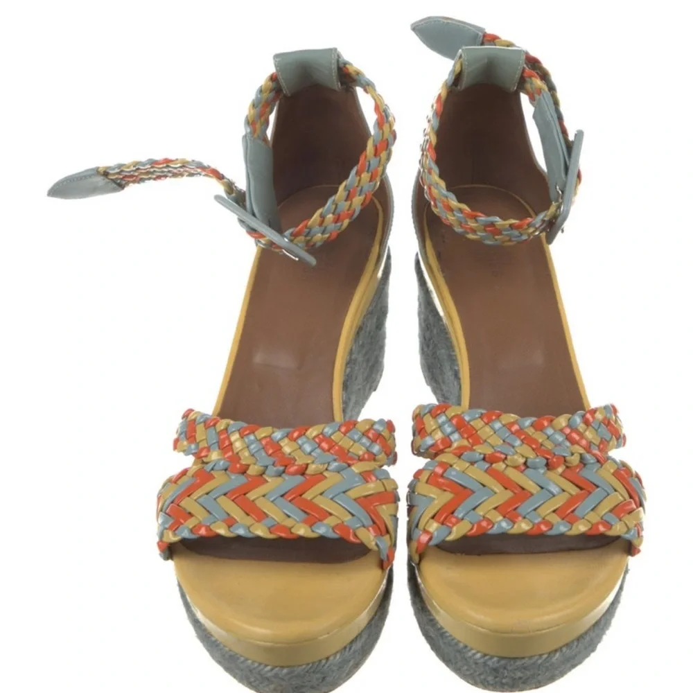 Hermes Ines Woven Espadrille Sandal Wedges